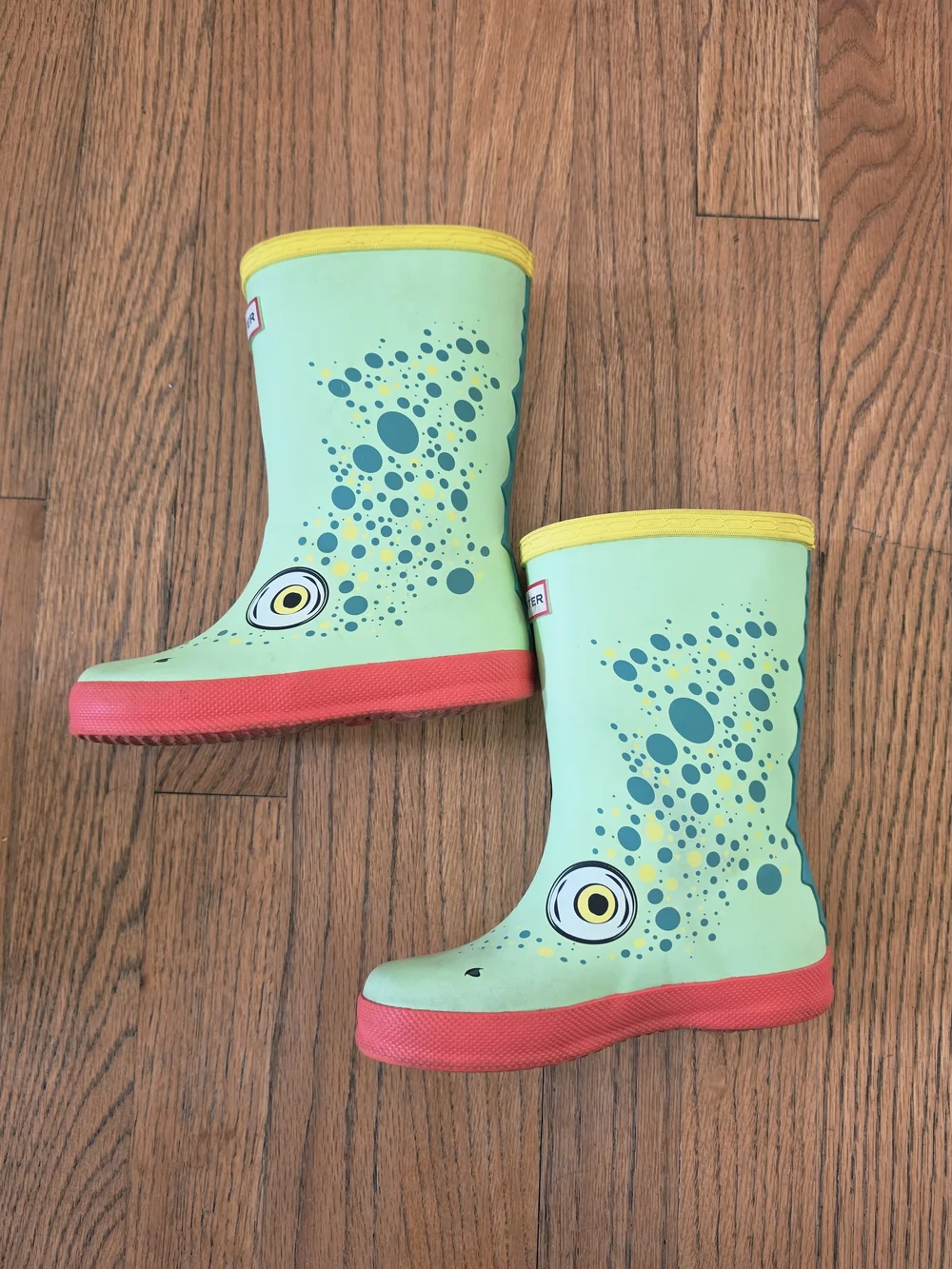 HUNTER Kids' Green Lizard Splash Rain Boots Size 10/ UK 9/ EU 27
